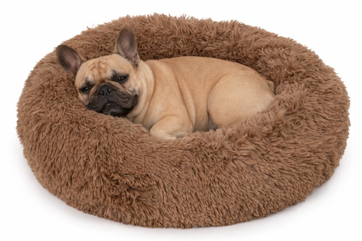 KomfortHome Tierbett Hundebett Katzenbett Donut 60cm Plüsch Shaggy Rutschfest Klein, Haustierbett Rund Flauschig Waschbar Katzen Kleine Hunde – Bild 2 von 5