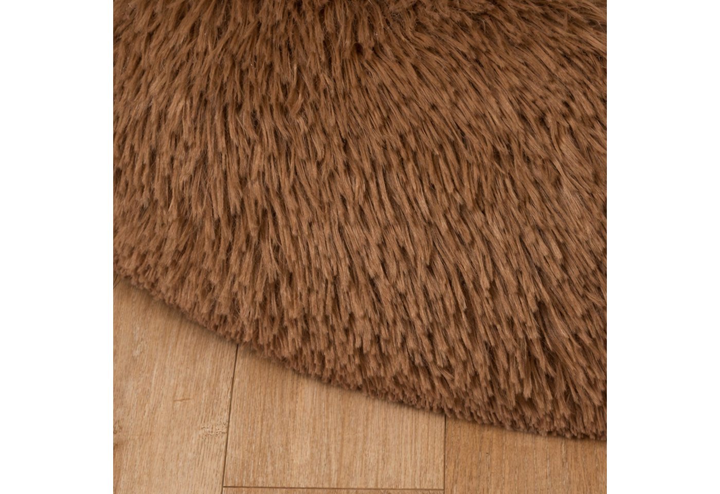 KomfortHome Tierbett Hundebett Katzenbett Donut 60cm Plüsch Shaggy Rutschfest Klein, Haustierbett Rund Flauschig Waschbar Katzen Kleine Hunde – Bild 5 von 5