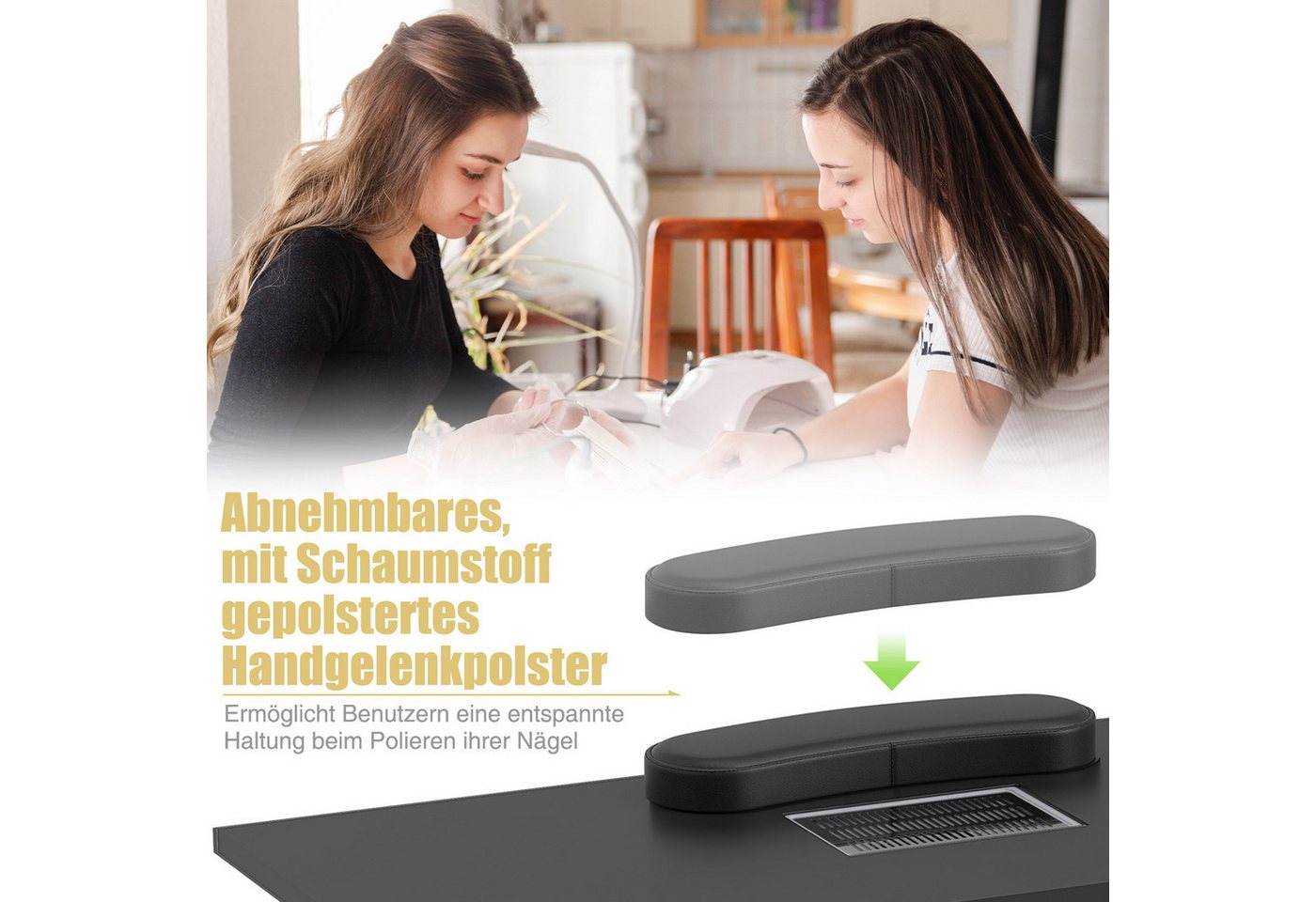 KOMFOTTEU Arbeitstisch, Manikürtisch Nageltisch mit Staubabsaugung & 3 Staubbeuteln – Bild 3 von 5