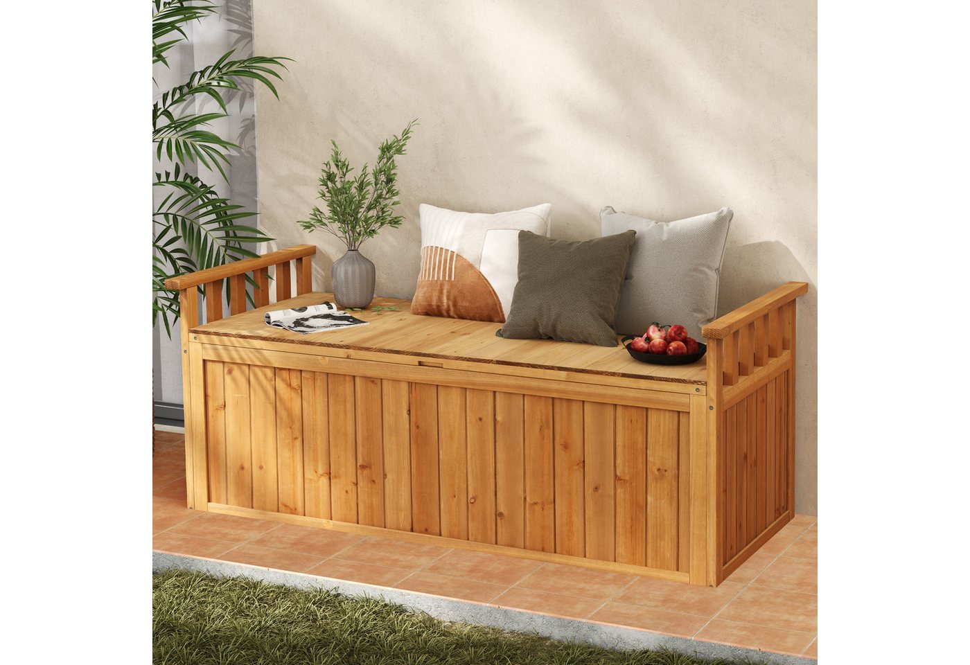 KOMFOTTEU Auflagenbox, Sitzbank mit 209L Stauraum & & Seitengriffen – Bild 2 von 5