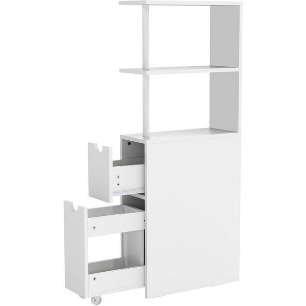 KOMFOTTEU Badkommode, Badezimmerschrank mit offenen Regalen, Rollschublade