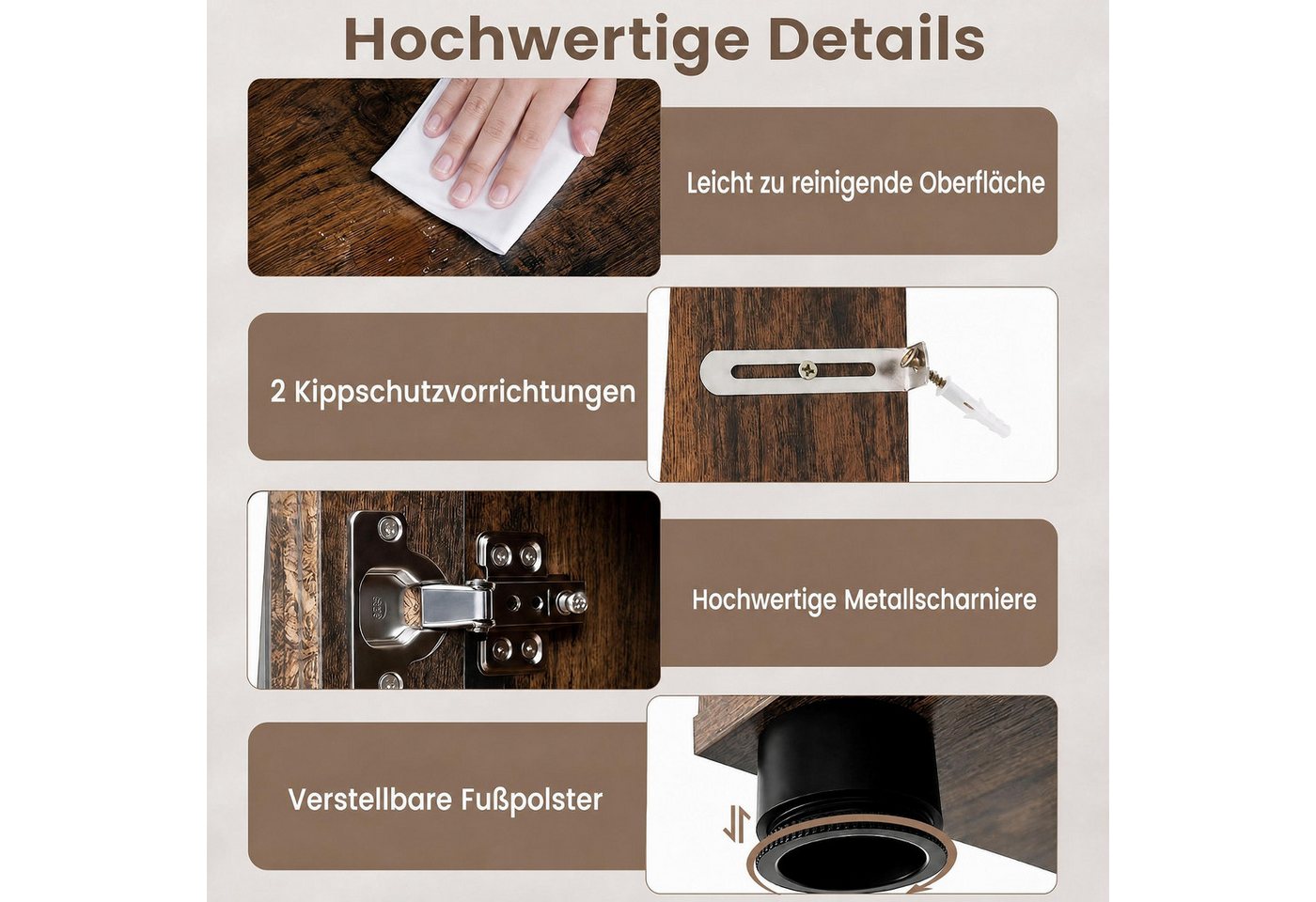 KOMFOTTEU Badkommode, Küchenschrank mit Schiebetür, 60 x 30 x 150 cm – Bild 3 von 5