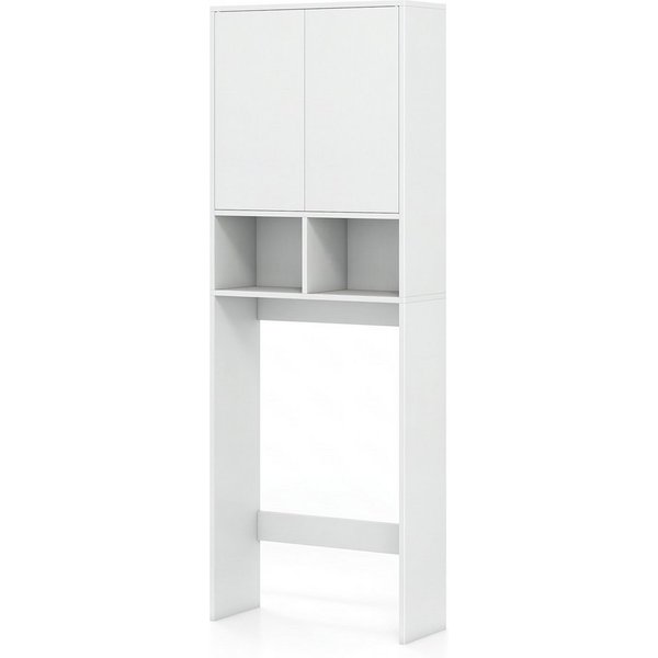 KOMFOTTEU Badregal, Toilettenregal Toilettenschrank mit 2 Türen & 2 offenen Fächern