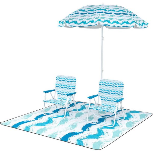 KOMFOTTEU Balkonset, (4-tlg), Strandstühle mit Schirm und Stranddecke
