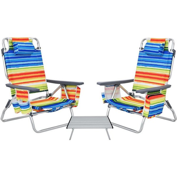 KOMFOTTEU Campingstuhl Strandstuhl (Set, 2 St), mit Rückenlehne 5 stufig verstellbar
