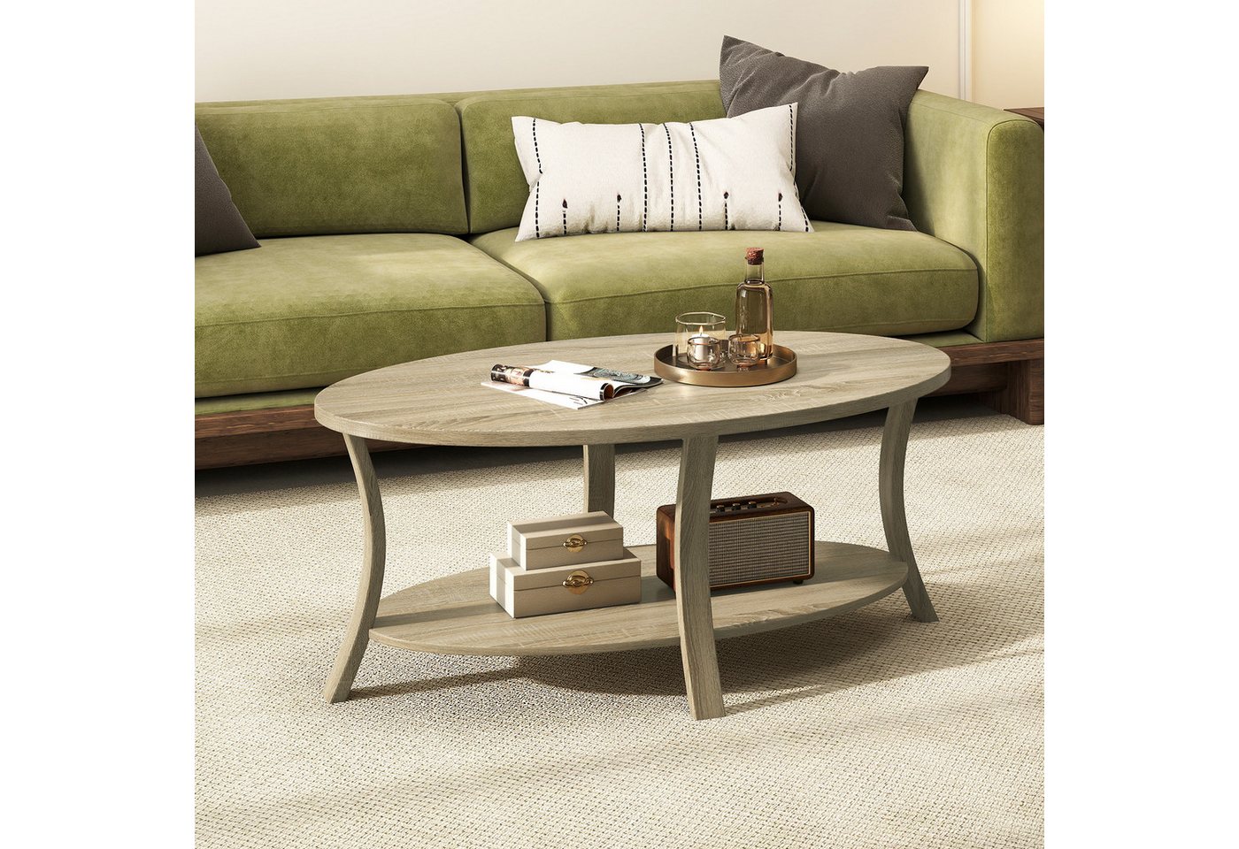KOMFOTTEU Couchtisch, Akzenttisch Wohnzimmertisch Mitteltisch Sofatisch Kaffeetisch – Bild 2 von 5