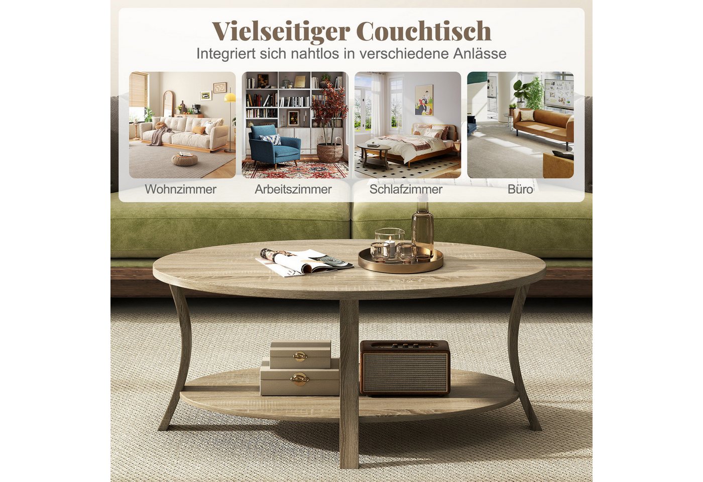 KOMFOTTEU Couchtisch, Akzenttisch Wohnzimmertisch Mitteltisch Sofatisch Kaffeetisch – Bild 5 von 5