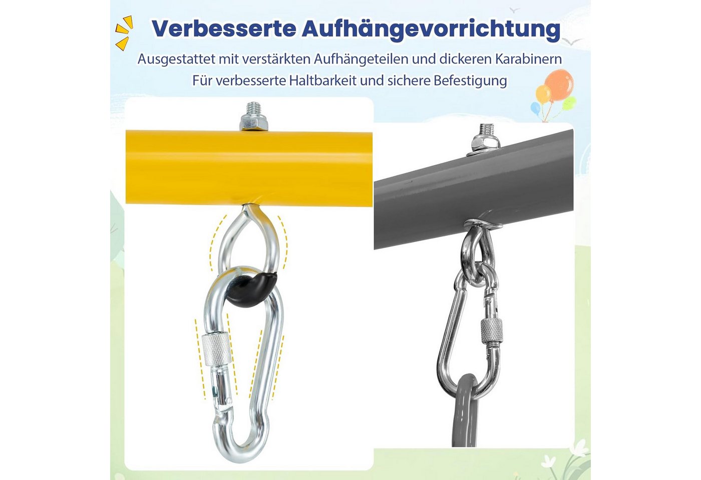 KOMFOTTEU Doppelschaukel Kinderschaukel, (1-tlg), Schaukelgestell, bis 300kg belastbar – Bild 4 von 5