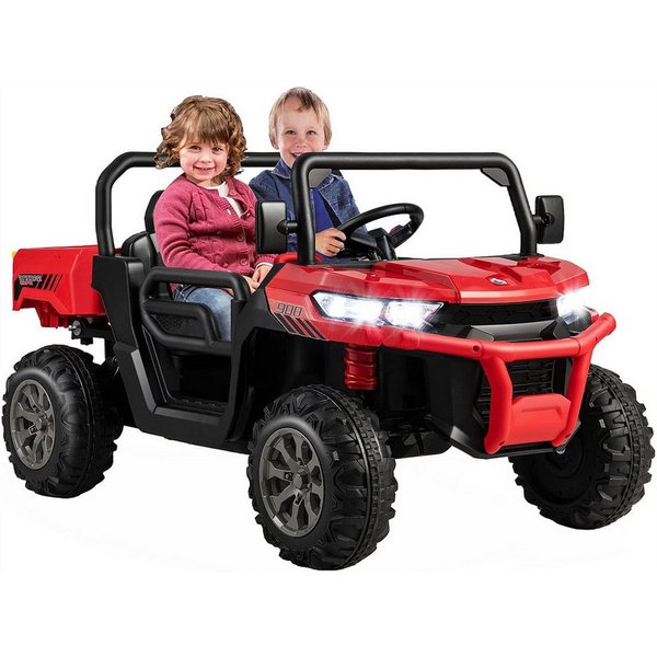 KOMFOTTEU Elektro-Kinderauto 2-Sitzer, mit Slow-Start-Funktion & Sicherheitsgurt