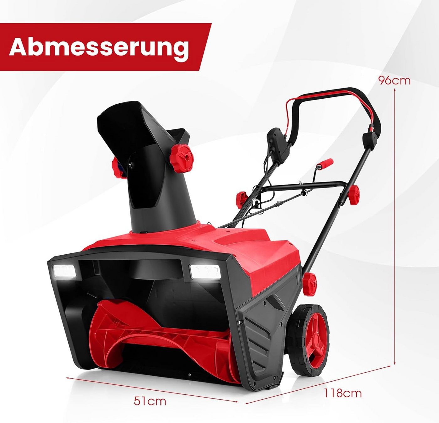 KOMFOTTEU Elektro-Schneefräse mit LED-Scheinwerfern, 50,00 cm Arbeitsbreite, 9 m Auswurfweite – Bild 5 von 5