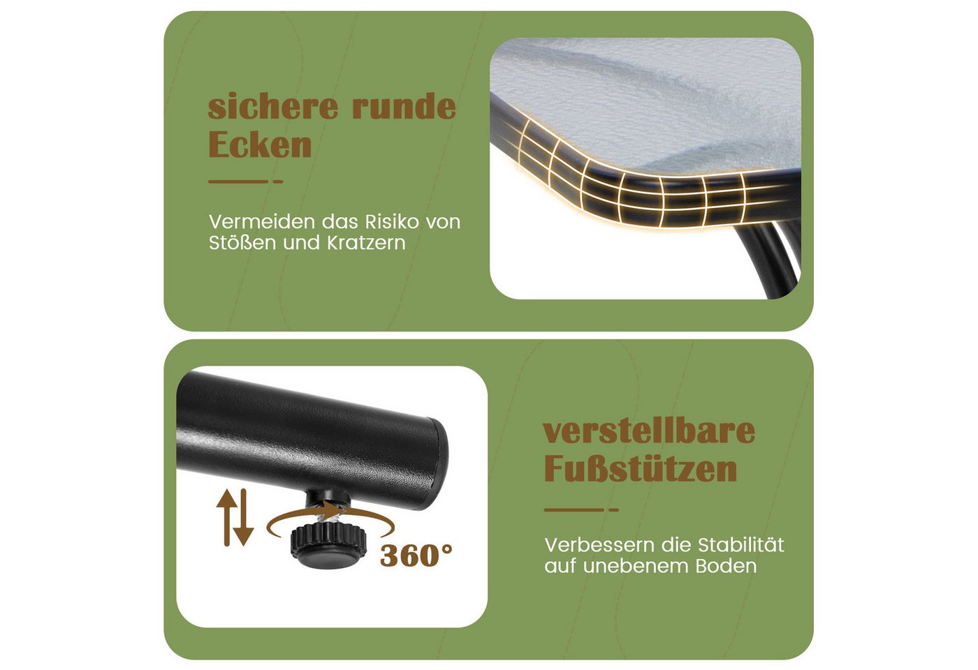 KOMFOTTEU Gartentisch, quadratischer Terrassentisch, mit robustem Metallrahmen – Bild 5 von 5