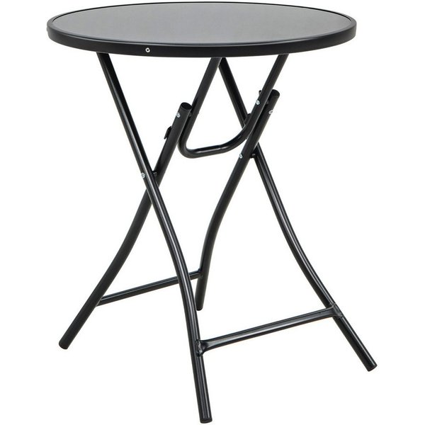 KOMFOTTEU Gartentisch Ø59cm, aus Metall und gehärtetem Glas