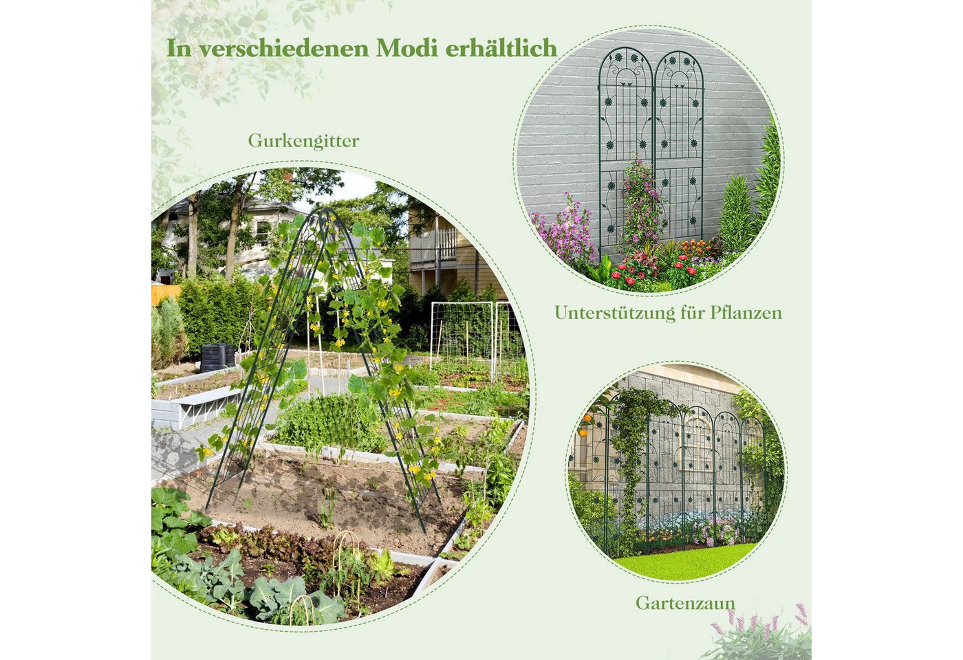 KOMFOTTEU Gartenzaun Sichtschutz Ranknetz, (4-St), aus Metall, Rankhilfe 180/220cm hoch – Bild 4 von 5
