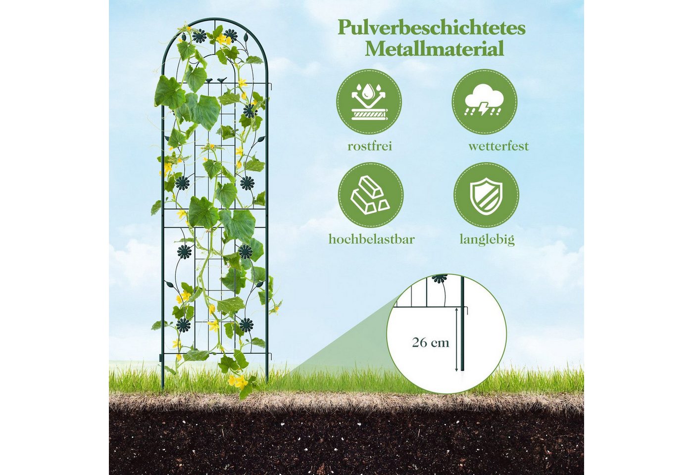 KOMFOTTEU Gartenzaun Sichtschutz Ranknetz, (4-St), aus Metall, Rankhilfe 180/220cm hoch – Bild 5 von 5