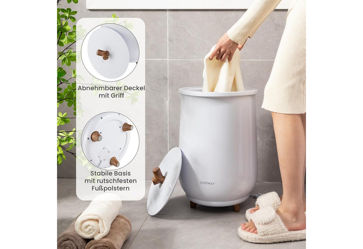 KOMFOTTEU Heizgerät Handtuchwärmer-Eimer, mit 4-Timer, 3-stufige Heizung, 23 L – Bild 3 von 5