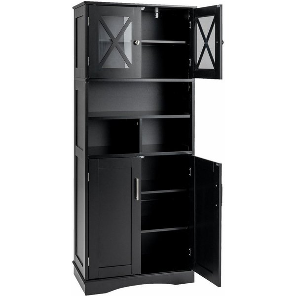 KOMFOTTEU Hochschrank Hochschrank Badezimmerschrank,3 offene Fächer