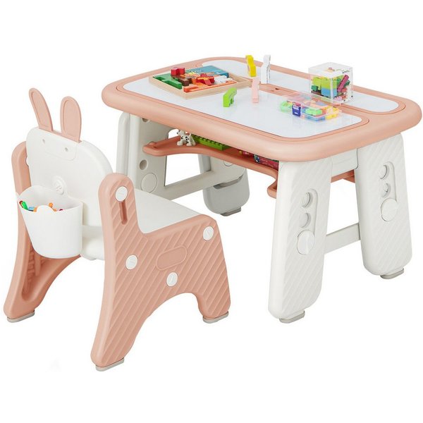 KOMFOTTEU Kindertisch, Kindersitzgruppe höhenverstellbar mit Straum