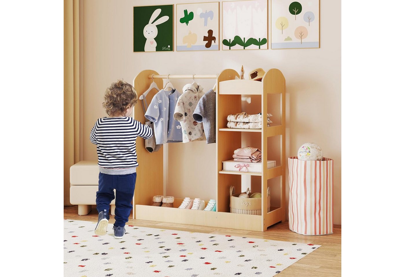 KOMFOTTEU Kleiderständer Kindergarderobe, 93,5 x 38 x 100 cm – Bild 2 von 5