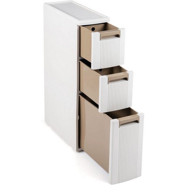 KOMFOTTEU Kommode Nischenschrank Nischenwagen, mit 3/4 Schubladen, Beige
