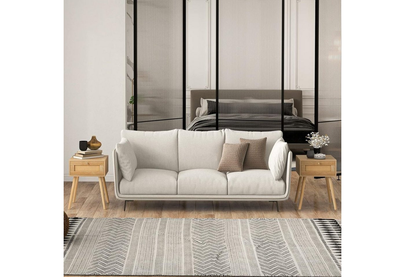 KOMFOTTEU Nachttisch Beistelltisch, mit Schublade, 40 × 40 × 55 cm – Bild 4 von 5