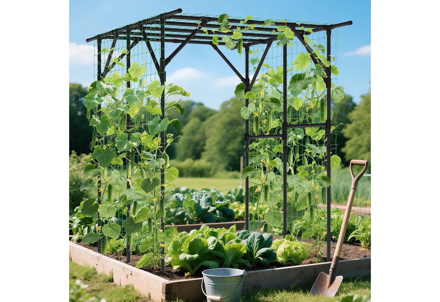 KOMFOTTEU Rankhilfe, Rankbogen Gartenbogen aus Metall, 200 x 150 x 197 cm – Bild 2 von 5