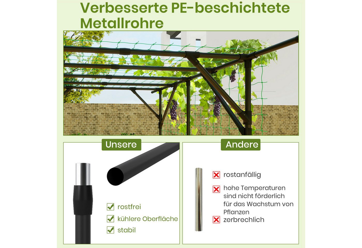 KOMFOTTEU Rankhilfe, Rankbogen Gartenbogen aus Metall, 200 x 150 x 197 cm – Bild 3 von 5