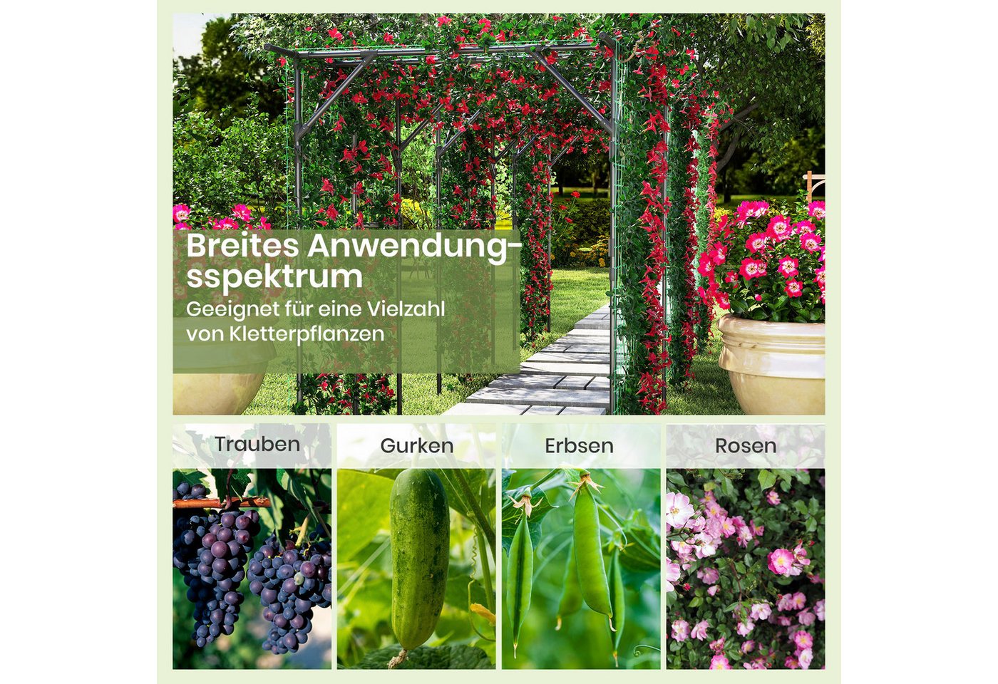 KOMFOTTEU Rankhilfe, Rankbogen Gartenbogen aus Metall, 200 x 150 x 197 cm – Bild 5 von 5