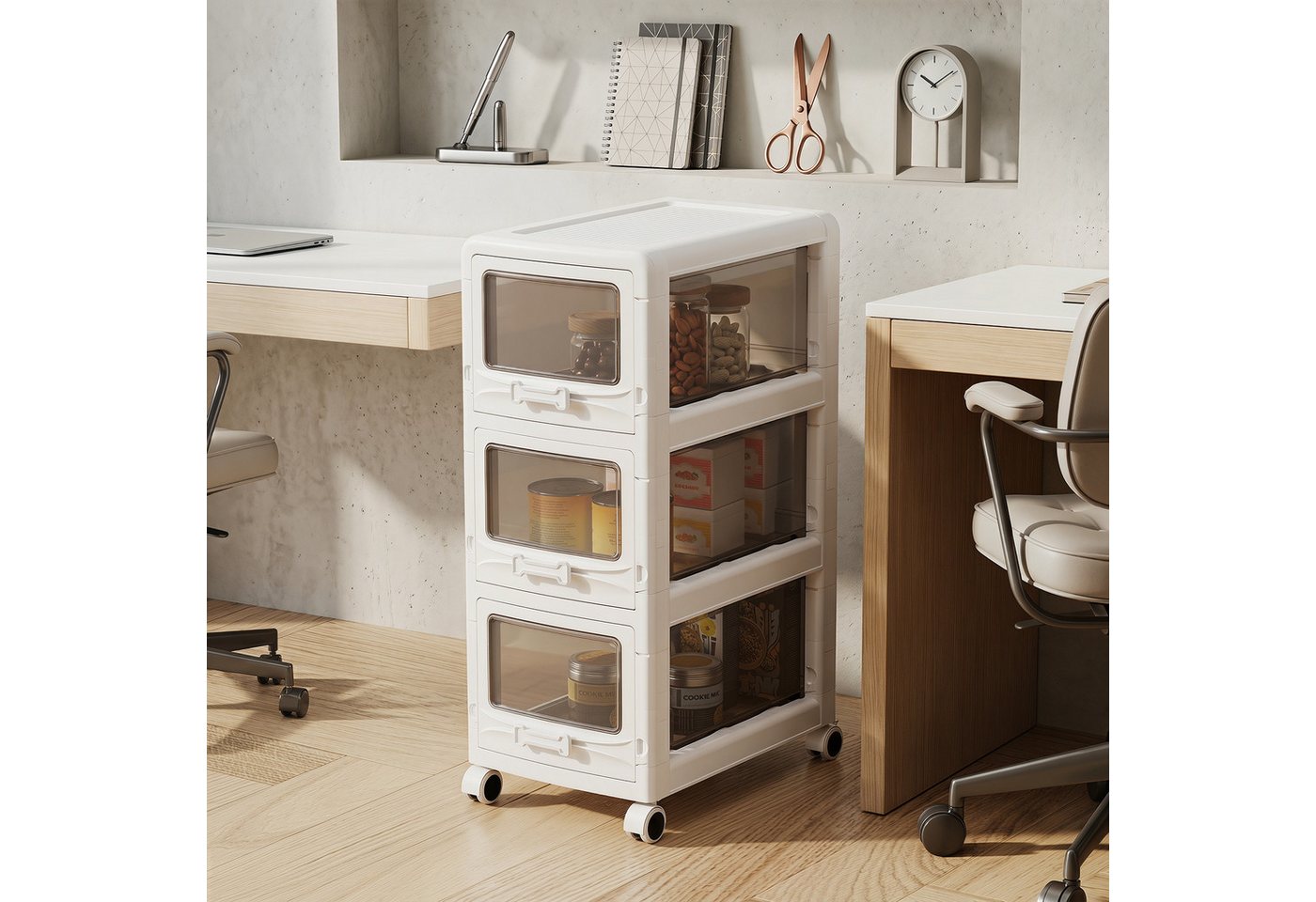 KOMFOTTEU Rollwagen Schubladenschrank Rollcontainer Kunststoff, mit Rollen – Bild 2 von 5