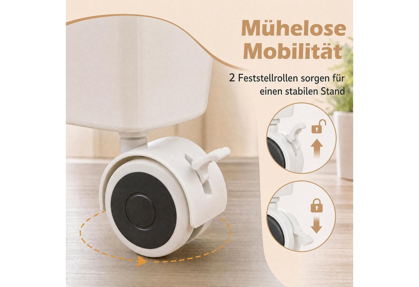 KOMFOTTEU Rollwagen Schubladenschrank Rollcontainer Kunststoff, mit Rollen – Bild 5 von 5