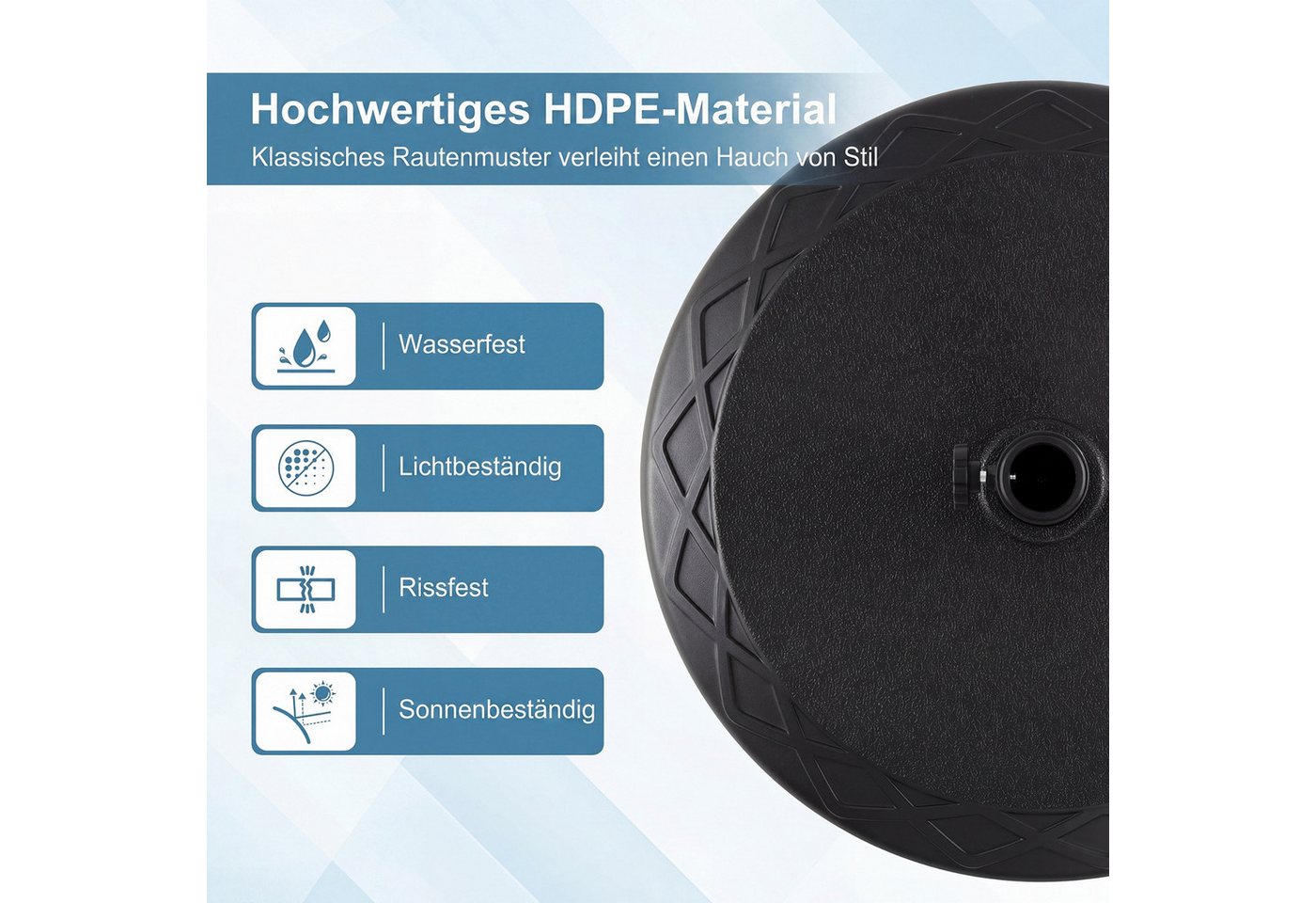 KOMFOTTEU Schirmständer, 26 L/45 kg befüllbar Sonnenschirmfuß aus Kunststoff – Bild 3 von 5
