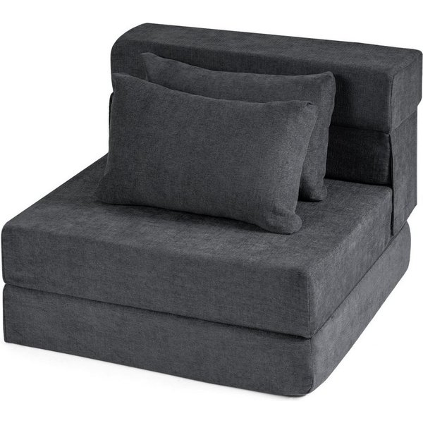 KOMFOTTEU Schlafsofa, 3 in 1 Bodensofa mit Schlaffunktion, aus Chenille-Stoff