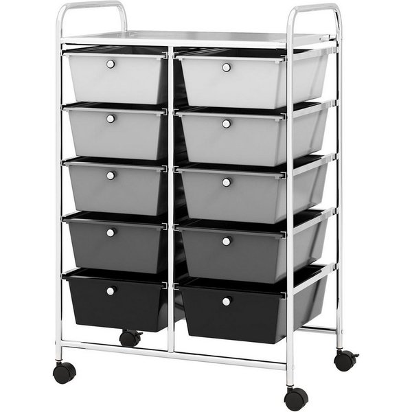 KOMFOTTEU Schuhregal Rollcontainer, mit 10 Schubladen stapelbar, 65,5 x 37 x 87 cm