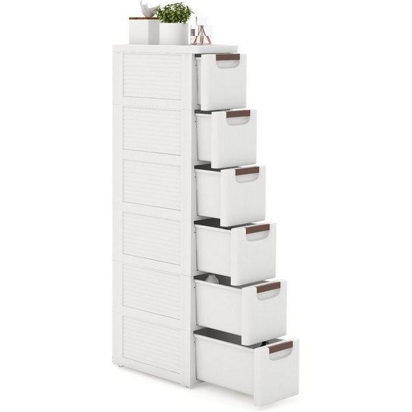 KOMFOTTEU Sideboard, Nischenschrank schmal, Badschrank mit Schubladen & Rollen