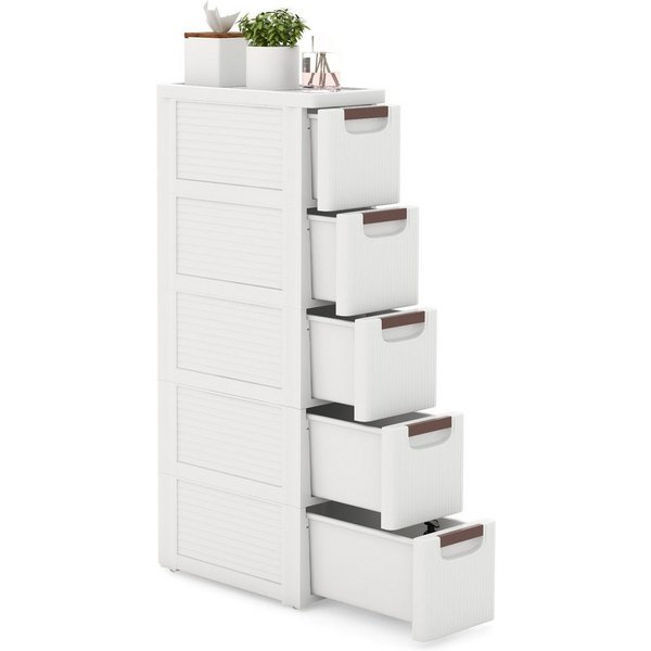 KOMFOTTEU Sideboard, Nischenschrank schmal, Badschrank mit Schubladen & Rollen