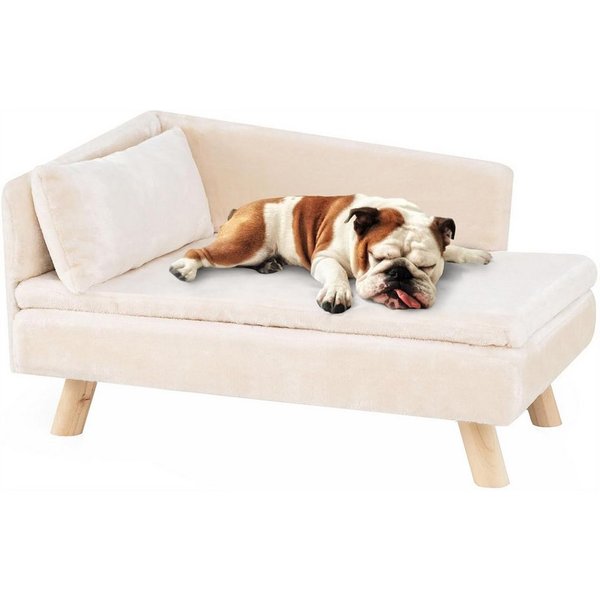 KOMFOTTEU Tiersofa, Hundebett mit Rückenlehne, abnehmbarem Kissen & Holzbeinen