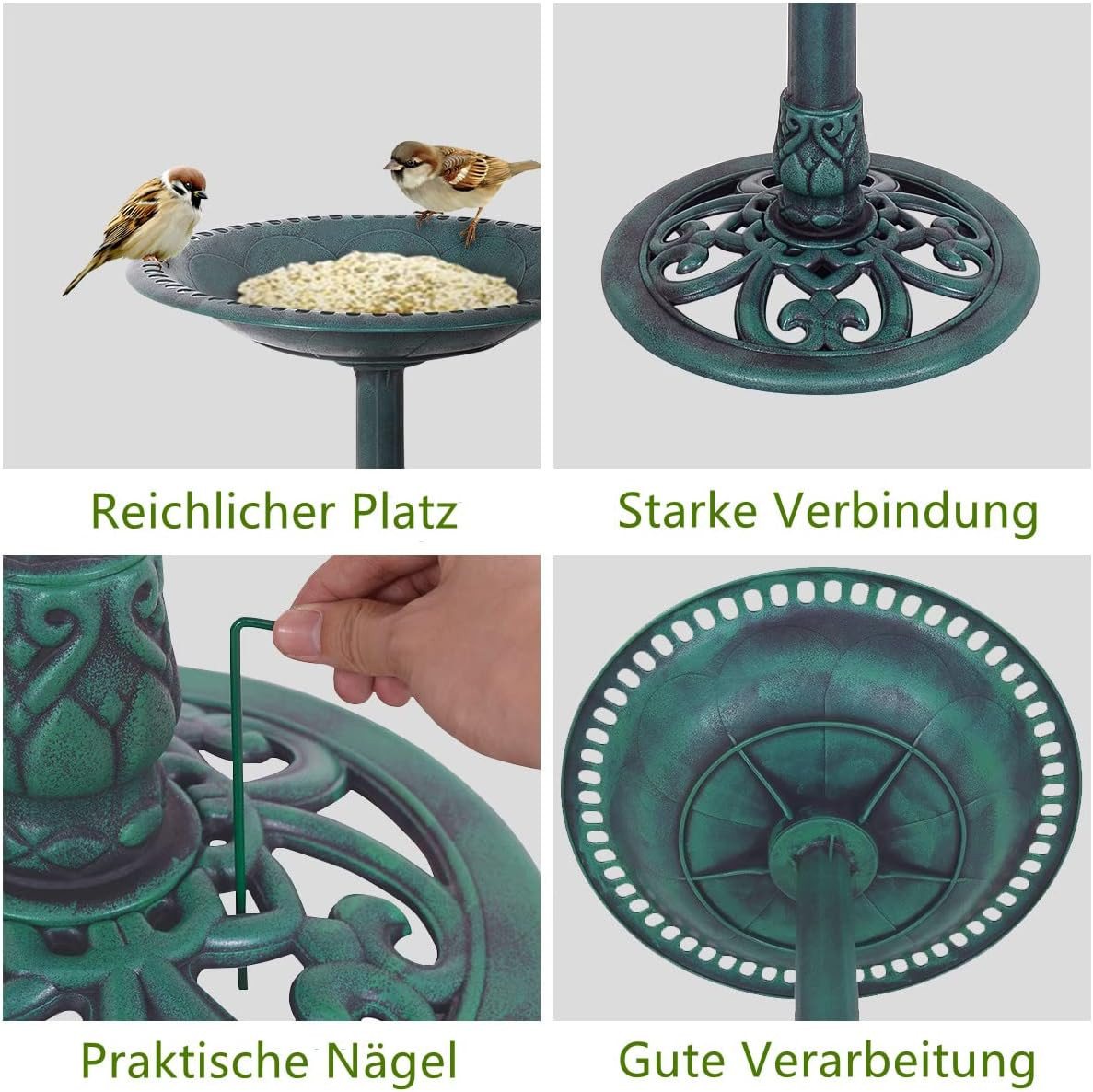 KOMFOTTEU Vogeltränke Vogelbad Vogelfuttersäule, für Wildvögel – Bild 4 von 5
