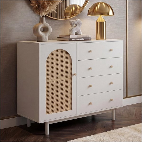 MCW Kommode MCW-P52-K, Stabile Füße aus Massivholz, Inklusive Fußbodenschoner