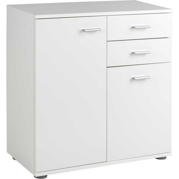 Kommode Sideboard SOLO, B 71 x H 76 cm, weiß, 2 Schubladen, 2 Türen, 1 Einlegeboden