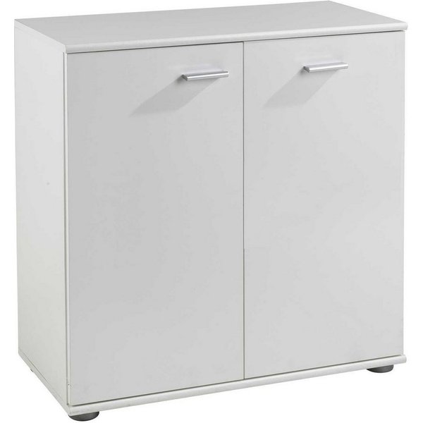 Kommode SOLO, B 71 cm, H 76 cm, 2 Türen, Weiß, 1 Einlegeboden 3-fach in der Höhe verstellbar