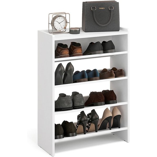 KOMTO Schuhregal Elexis 4 Schmal - Schuhablage Flur mit 4 Ebenen Offener Schuhschrank, Schuhschrank Schuh Organizer Platzsparend, 60 x 25 x 80 cm