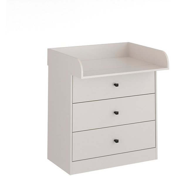 KOMTO Wickelkommode mit Schubladen - Baby Kommode mit Wickelaufsatz, Wickeltisch M3, Wickeltisch, Wickelschrank mit Abnehmbarer Wickelsatz Weiß, Lulliblox