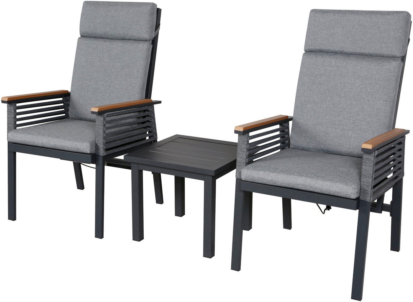 KONIFERA Balkonset Edessa Komfort, (Set, 5-tlg., 2x Sessel, 2x Auflage, 1x Tisch), beinhaltet 2 Sessel mit Sitzauflagen und 1 Tisch – Bild 2 von 5