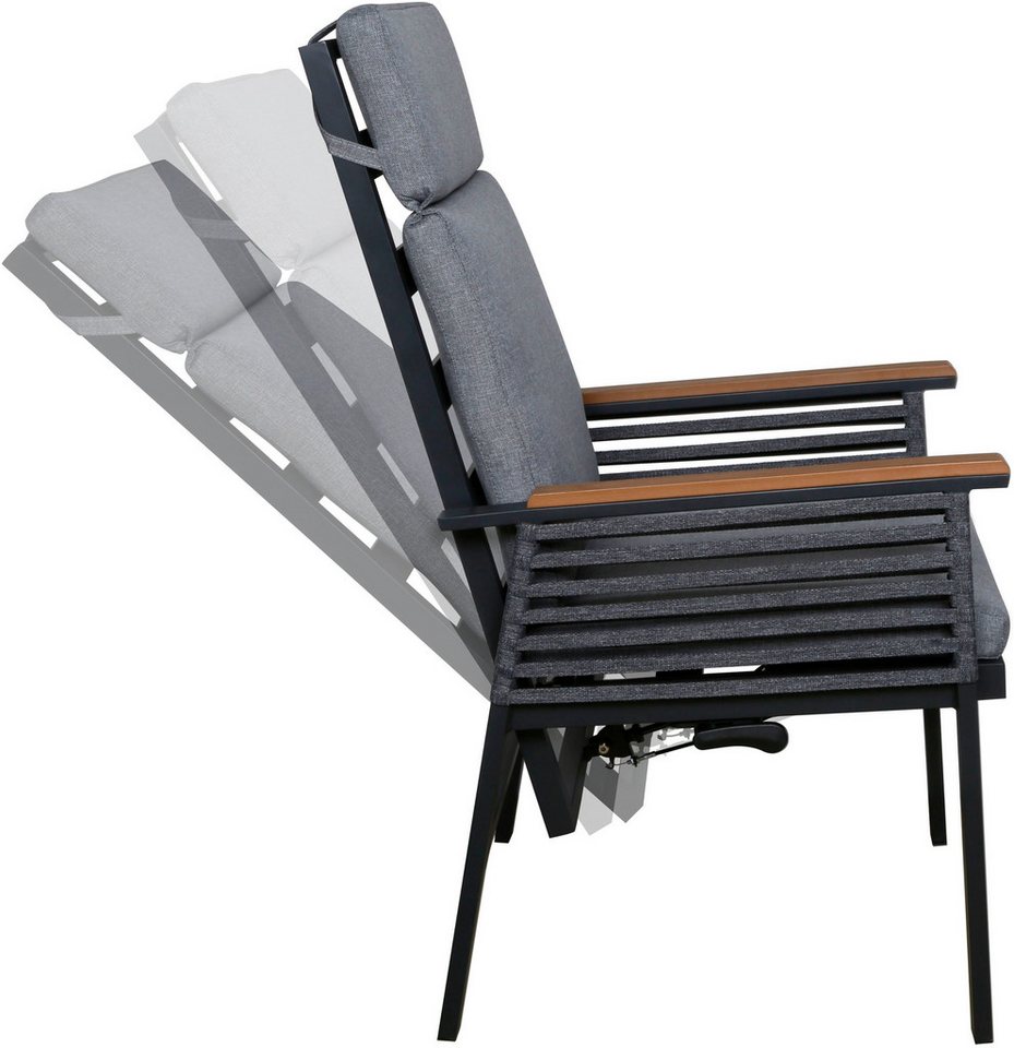 KONIFERA Balkonset Edessa Komfort, (Set, 5-tlg., 2x Sessel, 2x Auflage, 1x Tisch), beinhaltet 2 Sessel mit Sitzauflagen und 1 Tisch – Bild 5 von 5