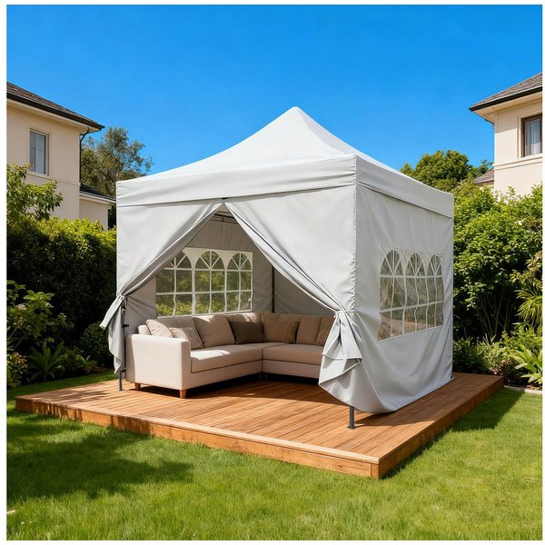 KONIFERA Faltpavillon Valencia Lux, mit 4 Seitenteilen, Festival & Partyzelt / einfacher Auf-& Abbau / BxTxH: 300x300x330 cm