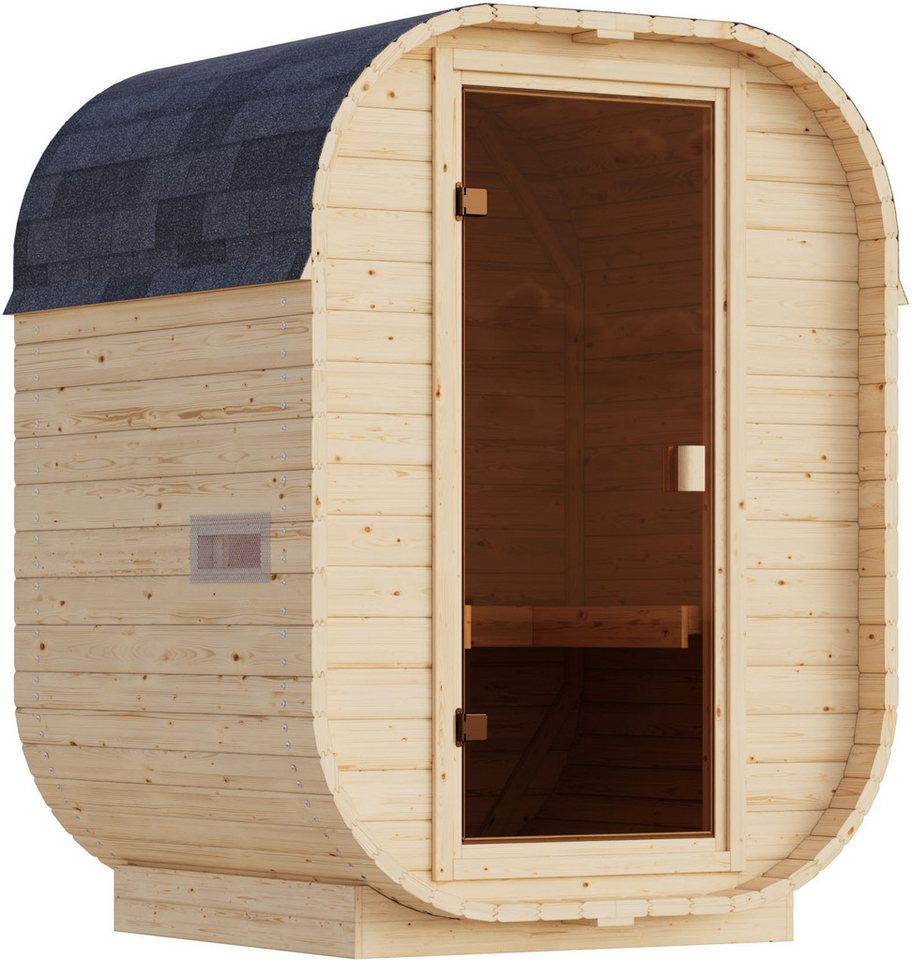 KONIFERA Fasssauna Cube Mini, BxTxH: 158 x 140 x 205 cm, 38 mm, verschiedene Varianten – Bild 2 von 5