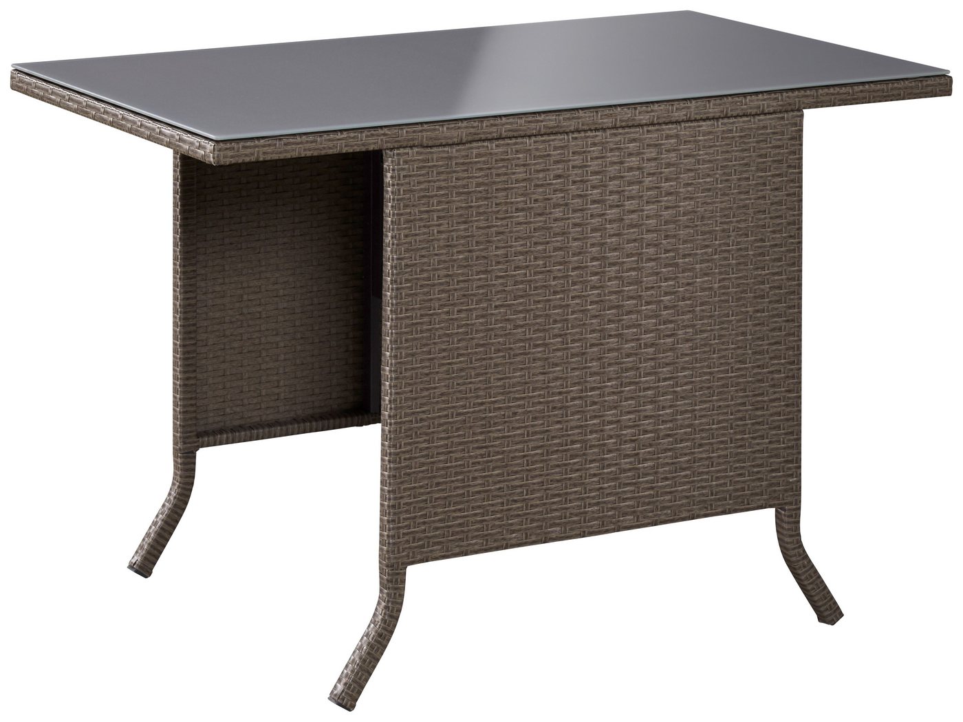 KONIFERA Garten-Essgruppe Balkonset "Mailand", (Set, 7-tlg., 2x Sessel, 1x Tisch 112x65 cm, inkl. Auflagen, Polyrattan), Tischplatte aus Sicherheitsglas – Bild 4 von 5