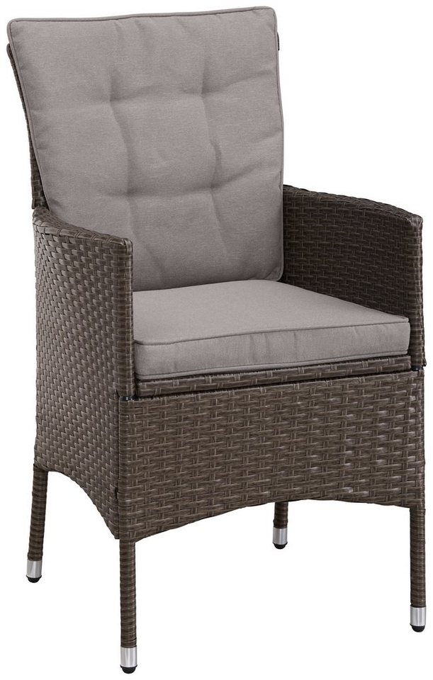 KONIFERA Garten-Essgruppe Balkonset "Mailand", (Set, 7-tlg., 2x Sessel, 1x Tisch 112x65 cm, inkl. Auflagen, Polyrattan), Tischplatte aus Sicherheitsglas – Bild 5 von 5