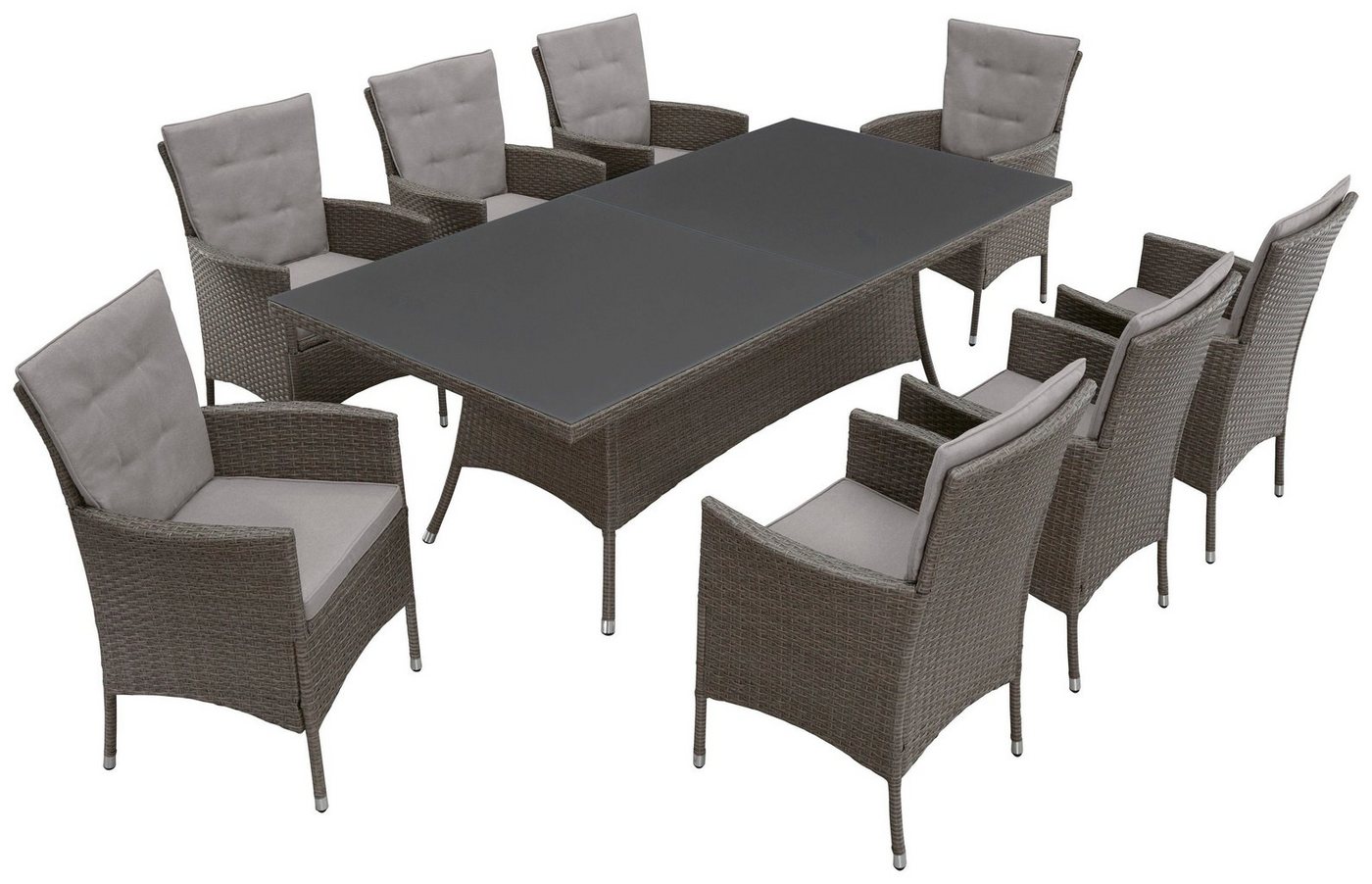 KONIFERA Garten-Essgruppe Mailand, (Set, 25-tlg., 8x Sessel, 8x Sitzauflage, 8x Rückenauflage, 1x Tisch), Polyrattan, verzinkter Stahl, Ablagefläche unter der T – Bild 3 von 5