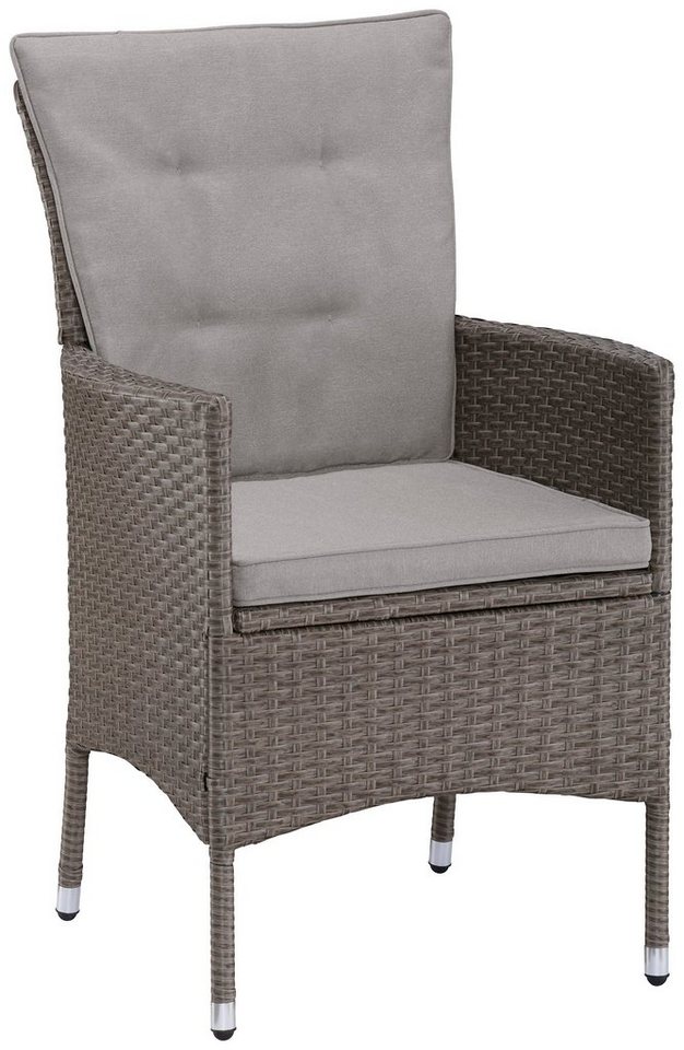KONIFERA Garten-Essgruppe Mailand, (Set, 25-tlg., 8x Sessel, 8x Sitzauflage, 8x Rückenauflage, 1x Tisch), Polyrattan, verzinkter Stahl, Ablagefläche unter der T – Bild 5 von 5