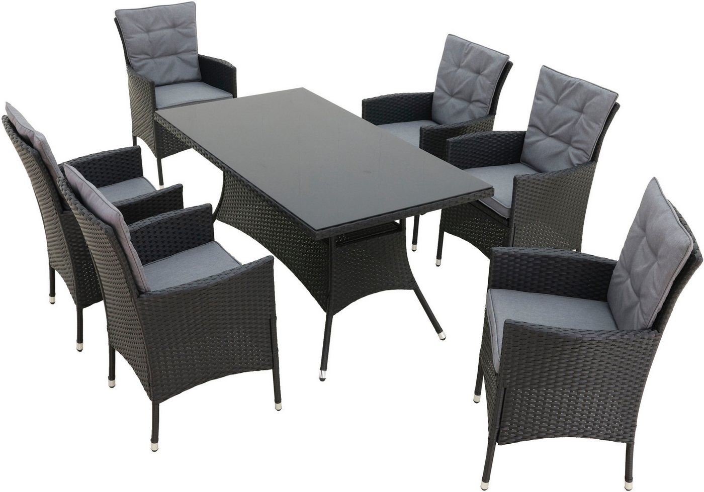 KONIFERA Garten-Essgruppe Mailand, (Set, 19-tlg., 6x Sessel, 6x Sitzauflagen, 6x Rückenauflagen, 1x Tisch), 6 Sessel, 6 Sitz,- und 6 Rückenkissen, 1 Tisch, 1 Gr – Bild 2 von 5